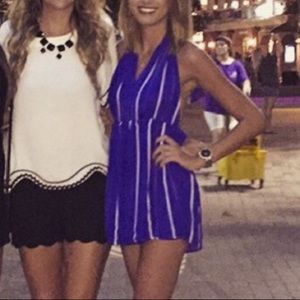 Blue and white stripped romper